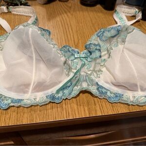 Elegant Sheer Lace Bra in White and green